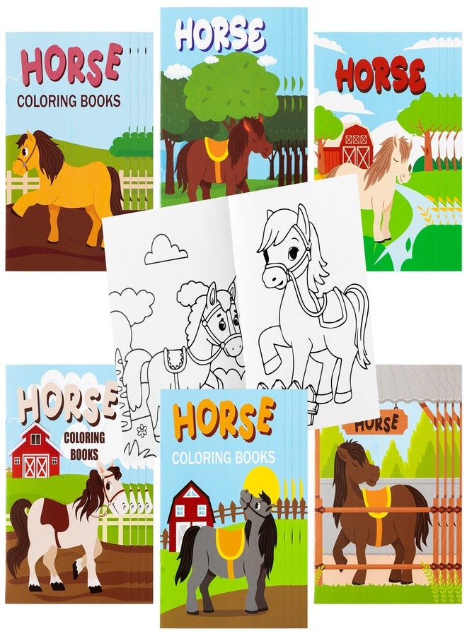 JAPBOR 24pcs Horse Party Coloring Books, Farmhouse Pony Color Pages Drawing Booklet Bulk, Cartoon Western Horses DIY Art Painting Craft Games Party Favors Carnival Goodie Bags Fillers - Image 1